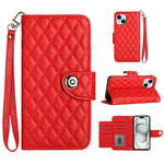 Rhombic Texture Flip Leather Phone Case with Lanyard, For iPhone 14 Pro Max, For iPhone SE 2022 / 2020 / 8 / 7, For iPhone 13 Pro Max, For iPhone 13 Pro, For iPhone 13, For iPhone 12 / 12 Pro, For iPhone 12 Pro Max, For iPhone 11 Pro Max