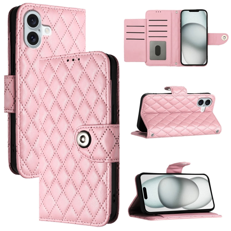 Rhombic Texture Flip Leather Phone Case with Lanyard, For iPhone 17 Pro Max, For iPhone 17 Pro, For iPhone 17, For iPhone Air, For iPhone SE 2024, For iPhone 16 Pro Max, For iPhone 16 Pro, For iPhone 16 Plus