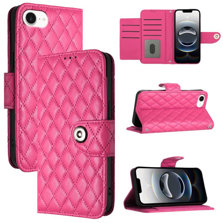 Rhombic Texture Flip Leather Phone Case with Lanyard, For iPhone 17 Pro Max, For iPhone 17 Pro, For iPhone 17, For iPhone Air, For iPhone SE 2024, For iPhone 16 Pro Max, For iPhone 16 Pro, For iPhone 16 Plus
