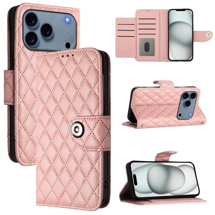 Rhombic Texture Flip Leather Phone Case with Lanyard, For iPhone 17 Pro Max, For iPhone 17 Pro, For iPhone 17, For iPhone Air, For iPhone SE 2024, For iPhone 16 Pro Max, For iPhone 16 Pro, For iPhone 16 Plus