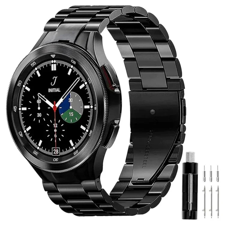 Three Bead Stainless Steel Metal Watch Band, For Samsung Galaxy Watch 6 / 5 / 4