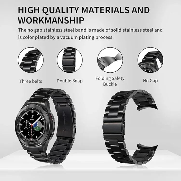 Three Bead Stainless Steel Metal Watch Band, For Samsung Galaxy Watch 6 / 5 / 4