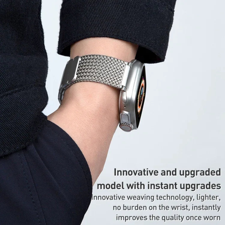 Magnetic Clasp Braided Chain Stainless Steel Watch Band, For Apple Watch 42mm, For Apple Watch 38mm