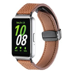 Litchi Texture Magnetic Black Buckle Leather Watch Band, For Samsung Galaxy Fit 3