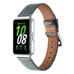 Sewing Thread Genuine Leather Watch Band, For Samsung Galaxy Fit 3