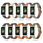 Sewing Thread Genuine Leather Watch Band, For Samsung Galaxy Fit 3