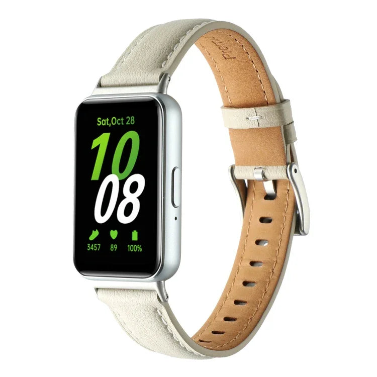 Pointed Tail Genuine Leather Watch Band, For Samsung Galaxy Fit 3