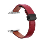Slim Magnetic Buckle Genuine Leather Watch Band, For Apple Watch Series 9 41mm