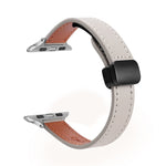 Slim Magnetic Buckle Genuine Leather Watch Band, For Apple Watch Series 9 41mm