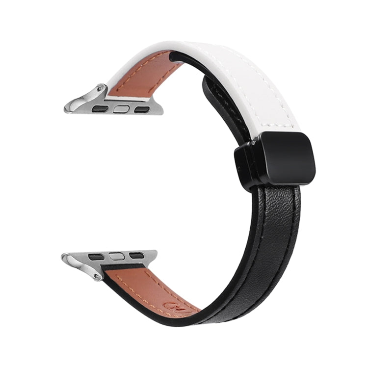 Slim Magnetic Buckle Genuine Leather Watch Band, For Apple Watch Series 9 41mm