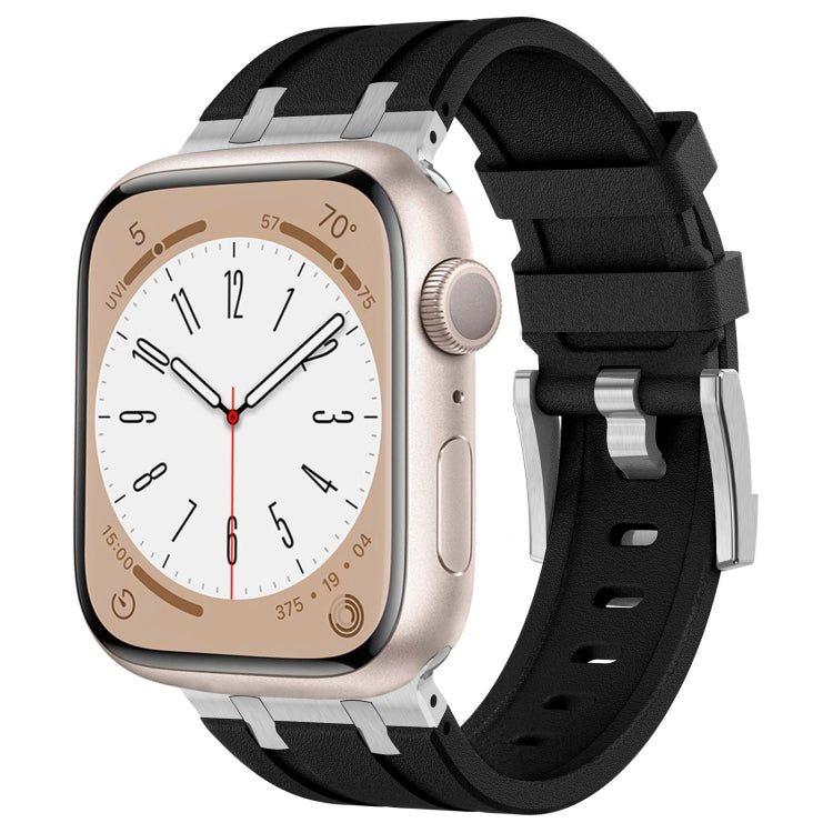 Stone Grain Liquid Silicone Watch Band, For Apple Watch Series 6 44mm, For Apple Watch Series 5 44mm, For Apple Watch Series 4 44mm, For Apple Watch Series 3 42mm