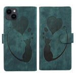 Pen Heart Cat Embossed Leather Phone Case, For iPhone 14 Plus, For iPhone 14, For iPhone 14 Pro, For iPhone 14 Pro Max, For iPhone 7 / 8 / SE 2022, For iPhone 13 Pro Max, For iPhone 13 Pro, For iPhone 13