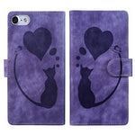 Pen Heart Cat Embossed Leather Phone Case, For iPhone 14 Plus, For iPhone 14, For iPhone 14 Pro, For iPhone 14 Pro Max, For iPhone 7 / 8 / SE 2022, For iPhone 13 Pro Max, For iPhone 13 Pro, For iPhone 13