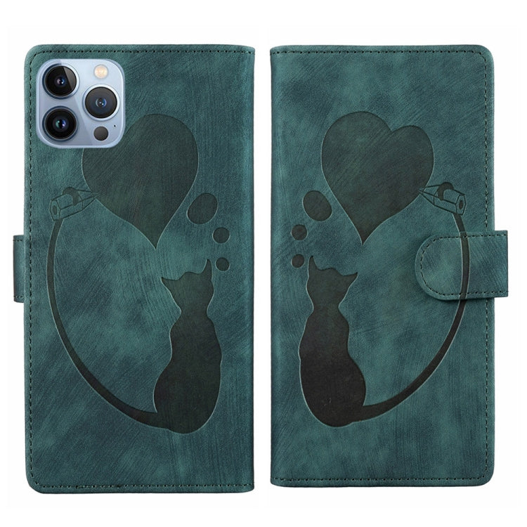 Pen Heart Cat Embossed Leather Phone Case, For iPhone 13 mini, For iPhone 12, For iPhone 12 Pro Max, For iPhone 12 Pro, For iPhone 12 mini, For iPhone 11 Pro Max, For iPhone 11, For iPhone 11 Pro