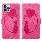 Pen Heart Cat Embossed Leather Phone Case, For iPhone 13 mini, For iPhone 12, For iPhone 12 Pro Max, For iPhone 12 Pro, For iPhone 12 mini, For iPhone 11 Pro Max, For iPhone 11, For iPhone 11 Pro