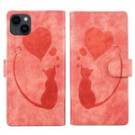 Pen Heart Cat Embossed Leather Phone Case, For iPhone 13 mini, For iPhone 12, For iPhone 12 Pro Max, For iPhone 12 Pro, For iPhone 12 mini, For iPhone 11 Pro Max, For iPhone 11, For iPhone 11 Pro