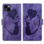 Pen Heart Cat Embossed Leather Phone Case, For iPhone 13 mini, For iPhone 12, For iPhone 12 Pro Max, For iPhone 12 Pro, For iPhone 12 mini, For iPhone 11 Pro Max, For iPhone 11, For iPhone 11 Pro