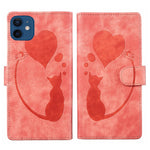 Pen Heart Cat Embossed Leather Phone Case, For iPhone 13 mini, For iPhone 12, For iPhone 12 Pro Max, For iPhone 12 Pro, For iPhone 12 mini, For iPhone 11 Pro Max, For iPhone 11, For iPhone 11 Pro