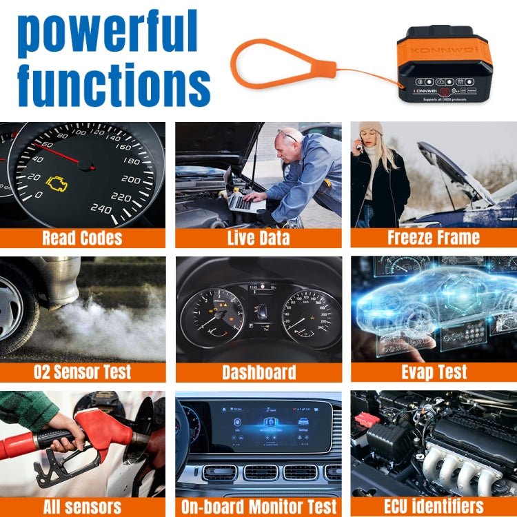 KONNWEI KW906 Bluetooth 5.0 Car OBD2 Scanner Support Android & iOS, KW906