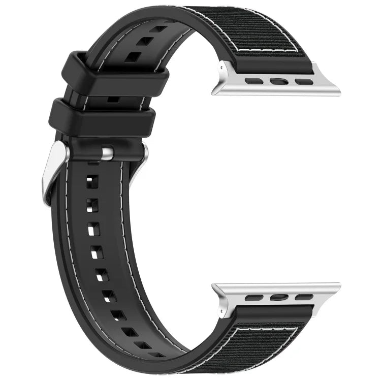 Ordinary Buckle Hybrid Nylon Braid Silicone Watch Band, For Apple Watch 42mm, For Apple Watch 38mm