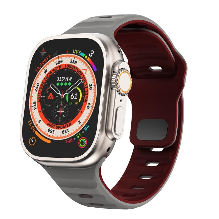 Wave Texture Reverse Buckle Silicone Watch Band, For Apple Watch Ultra 2 49mm, For Apple Watch Series 9 45mm, For Apple Watch Series 9 41mm, For Apple Watch Ultra 49mm
