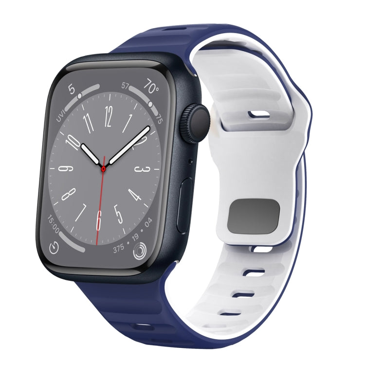 Wave Texture Reverse Buckle Silicone Watch Band, For Apple Watch Series 8 41mm, For Apple Watch Series 8 45mm, For Apple Watch SE 2022 40mm, For Apple Watch SE 2022 44mm