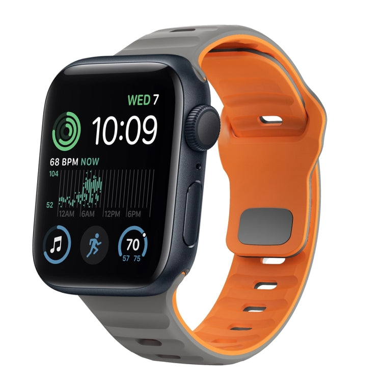 Wave Texture Reverse Buckle Silicone Watch Band, For Apple Watch Series 8 41mm, For Apple Watch Series 8 45mm, For Apple Watch SE 2022 40mm, For Apple Watch SE 2022 44mm