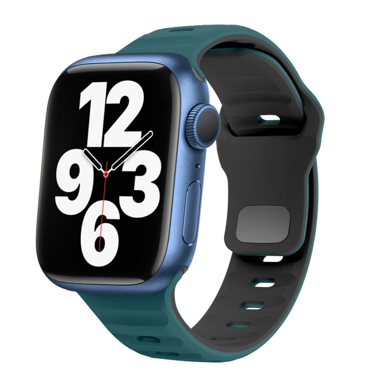 Wave Texture Reverse Buckle Silicone Watch Band, For Apple Watch Series 7 41mm, For Apple Watch Series 7 45mm, For Apple Watch SE 40mm, For Apple Watch SE 44mm