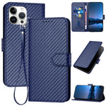 YX0070 Carbon Fiber Buckle Leather Phone Case with Lanyard, For iPhone 13 Pro Max, For iPhone 13 Pro, For iPhone 13, For iPhone 13 mini, For iPhone 12 / 12 Pro, For iPhone 12 Pro Max