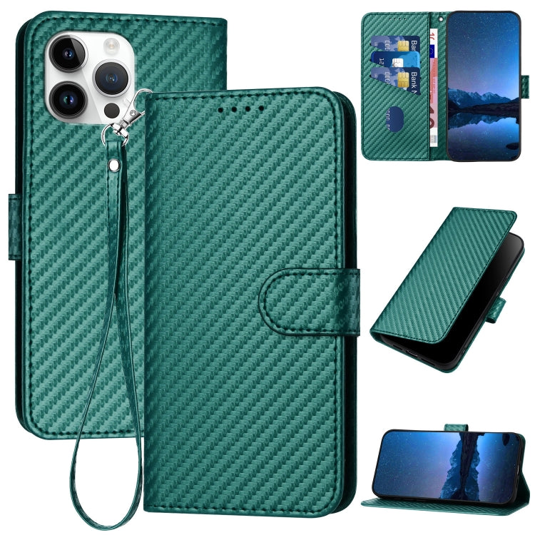 YX0070 Carbon Fiber Buckle Leather Phone Case with Lanyard, For iPhone 13 Pro Max, For iPhone 13 Pro, For iPhone 13, For iPhone 13 mini, For iPhone 12 / 12 Pro, For iPhone 12 Pro Max