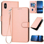 YX0070 Carbon Fiber Buckle Leather Phone Case with Lanyard, For iPhone 12 mini, For iPhone 11 Pro Max, For iPhone 11, For iPhone 11 Pro, For iPhone X / XS, For iPhone XR