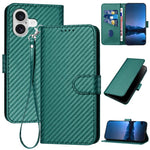 YX0070 Carbon Fiber Buckle Leather Phone Case with Lanyard, For iPhone 17e / 16e, For iPhone 17 Pro Max, For iPhone 17 Pro, For iPhone 17, For iPhone Air, For iPhone 16 Pro Max