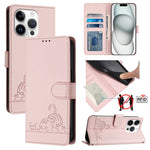 Cat Rat Embossed Pattern RFID Leather Phone Case with Lanyard, For iPhone 17 Pro Max, For iPhone 17 Pro, For iPhone 17, For iPhone Air, For iPhone SE 2024, For iPhone 15 Pro Max, For iPhone 15 Pro, For iPhone 15 Plus