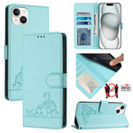 Cat Rat Embossed Pattern RFID Leather Phone Case with Lanyard, For iPhone 17 Pro Max, For iPhone 17 Pro, For iPhone 17, For iPhone Air, For iPhone SE 2024, For iPhone 15 Pro Max, For iPhone 15 Pro, For iPhone 15 Plus