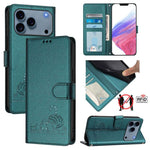 Cat Rat Embossed Pattern RFID Leather Phone Case with Lanyard, For iPhone 17 Pro Max, For iPhone 17 Pro, For iPhone 17, For iPhone Air, For iPhone SE 2024, For iPhone 15 Pro Max, For iPhone 15 Pro, For iPhone 15 Plus
