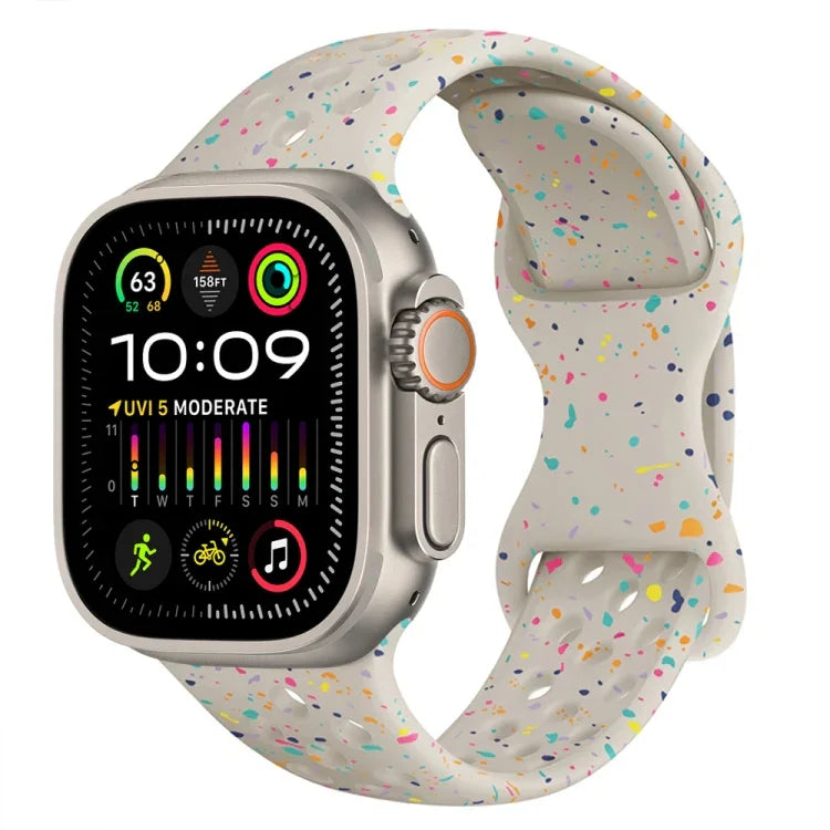Hole Style Butterfly Buckle Camouflage Silicone Watch Band, For Apple Watch Ultra 2 49mm, For Apple Watch Series 9 45mm, For Apple Watch Series 9 41mm, For Apple Watch Ultra 49mm