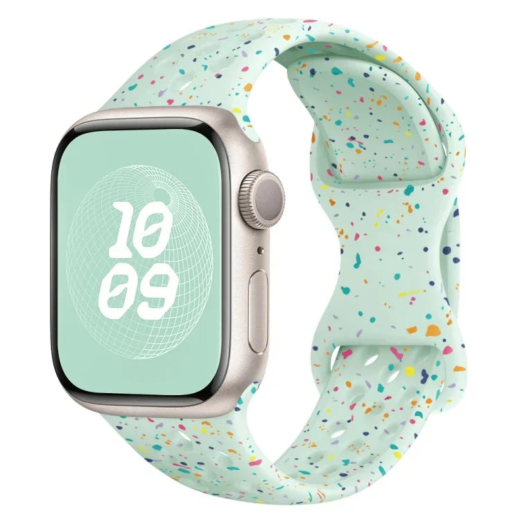 Hole Style Butterfly Buckle Camouflage Silicone Watch Band, For Apple Watch Series 8 41mm, For Apple Watch Series 8 45mm, For Apple Watch SE 2022 40mm, For Apple Watch SE 2022 44mm
