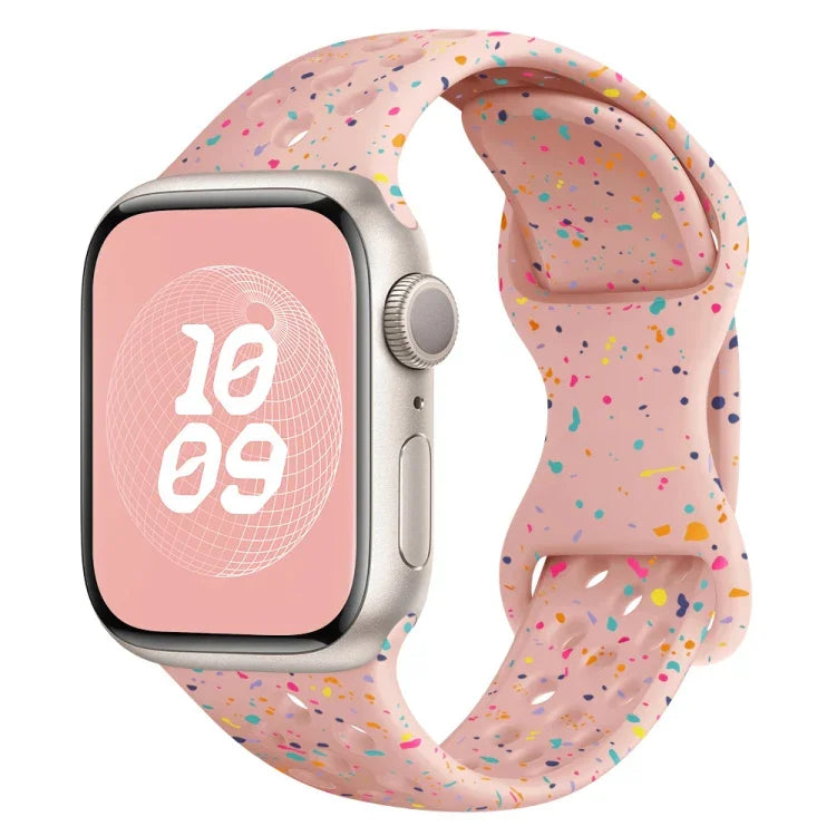 Hole Style Butterfly Buckle Camouflage Silicone Watch Band, For Apple Watch Series 7 41mm, For Apple Watch Series 7 45mm, For Apple Watch SE 40mm, For Apple Watch SE 44mm
