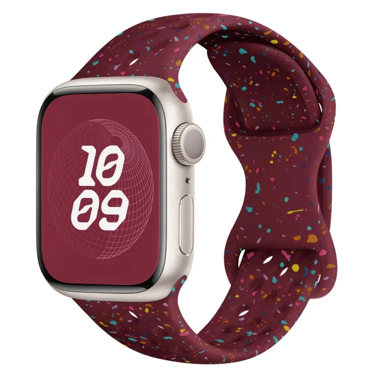 Hole Style Butterfly Buckle Camouflage Silicone Watch Band, For Apple Watch Series 6 40mm, For Apple Watch Series 6 44mm, For Apple Watch Series 5 44mm, For Apple Watch Series 5 40mm