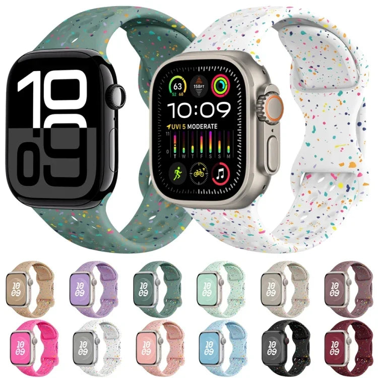 Hole Style Butterfly Buckle Camouflage Silicone Watch Band, For Apple Watch Series 7 41mm, For Apple Watch Series 7 45mm, For Apple Watch SE 40mm, For Apple Watch SE 44mm