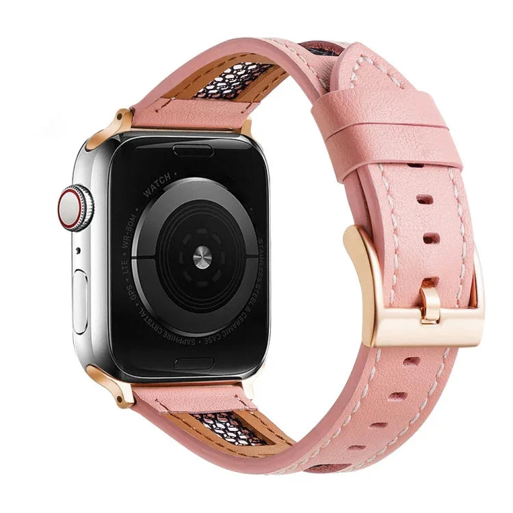 Mesh Calfskin Genuine Leather Watch Band, For Apple Watch SE 40mm, For Apple Watch SE 44mm, For Apple Watch Series 6 40mm, For Apple Watch Series 6 44mm, For Apple Watch Series 5 44mm, For Apple Watch Series 5 40mm