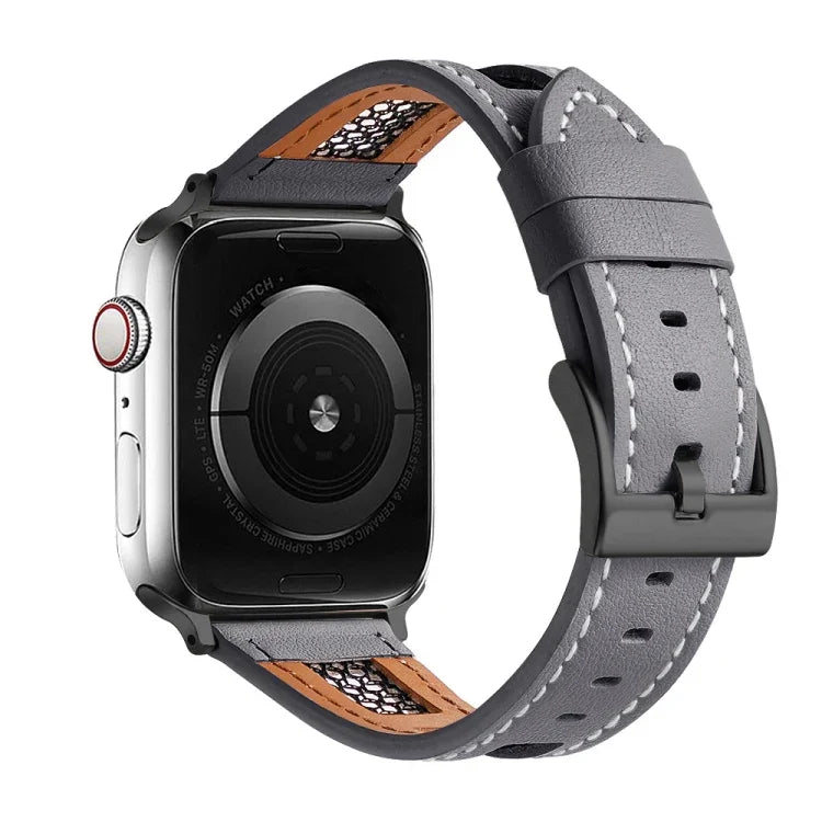 Mesh Calfskin Genuine Leather Watch Band, For Apple Watch SE 40mm, For Apple Watch SE 44mm, For Apple Watch Series 6 40mm, For Apple Watch Series 6 44mm, For Apple Watch Series 5 44mm, For Apple Watch Series 5 40mm