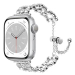 Rhinestone Metal Bracelet Watch Band, For Apple Watch SE 2023 44mm, For Apple Watch SE 2023 40mm, For Apple Watch Ultra 2 49mm, For Apple Watch Series 9 45mm, For Apple Watch Series 9 41mm, For Apple Watch Ultra 49mm, For Apple Watch Series 8 41mm     ...