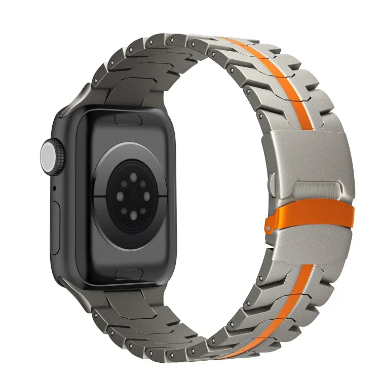 Double Lock Buckle Turtle Titanium Steel Watch Band, For Apple Watch SE 2023 44mm, For Apple Watch SE 2023 40mm, For Apple Watch Ultra 2 49mm, For Apple Watch Series 9 45mm, For Apple Watch Series 9 41mm, For Apple Watch Ultra 49mm                     ...