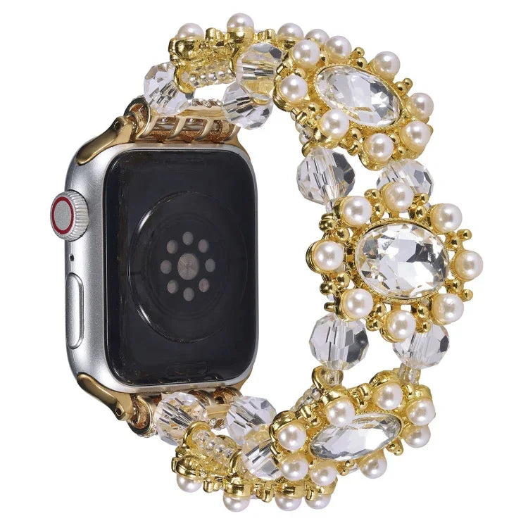 Beaded Pearl Gemstone Bracelet Watch Band, For Apple Watch SE 40mm, For Apple Watch SE 44mm, For Apple Watch Series 6 40mm, For Apple Watch Series 6 44mm, For Apple Watch Series 5 44mm, For Apple Watch Series 5 40mm, For Apple Watch Series 4 44mm      ...