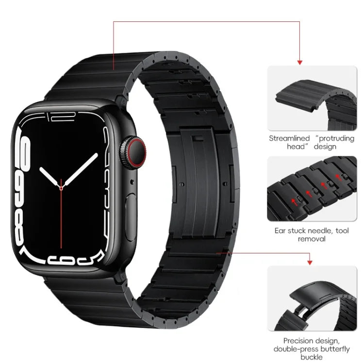 PG65 Single Bead Bamboo Joint Spring Bars Titanium Metal Watch Band, For Apple Watch Series 6 40mm, For Apple Watch Series 6 44mm, For Apple Watch Series 5 44mm, For Apple Watch Series 5 40mm, For Apple Watch Series 4 44mm, For Apple Watch Series 4 40m...