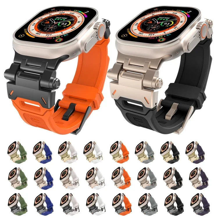 Stainless Steel Connector TPU Watch Band, For Apple Watch SE 2023 44mm, For Apple Watch Ultra 2 49mm