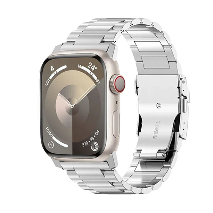 26mm Safety Buckle Titanium Alloy Watch Band, For Apple Watch SE 2023 44mm, For Apple Watch Ultra 2 49mm, For Apple Watch Series 9 45mm, For Apple Watch Ultra 49mm, For Apple Watch Series 8 45mm, For Apple Watch SE 2022 44mm, For Apple Watch Series 7 4...
