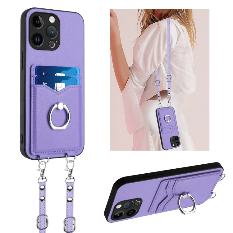 R20 Crossbody Rope Ring Card Holder Phone Case, For iPhone 17 Pro Max, For iPhone 17 Pro, For iPhone 17, For iPhone Air, For iPhone 15 Pro Max, For iPhone 15 Pro, For iPhone 15 Plus, For iPhone 15
