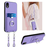 R20 Crossbody Rope Ring Card Holder Phone Case, For iPhone XS / X, For iPhone XR, For iPhone XS Max, For iPhone 8 Plus / 7 Plus